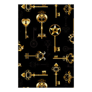 Seamless Pattern with Golden Keys Poster