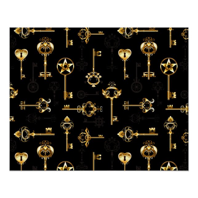 Seamless Pattern with Golden Keys Poster (Front)
