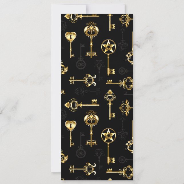 Seamless Pattern with Golden Keys Save The Date (Front)