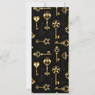 Seamless Pattern with Golden Keys Save The Date