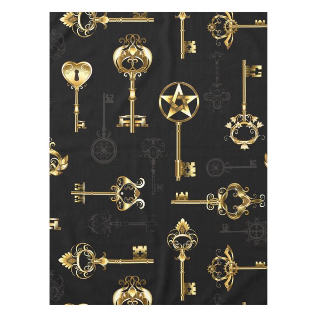 Seamless Pattern with Golden Keys Tablecloth (Front)