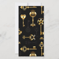 Seamless Pattern with Golden Keys
