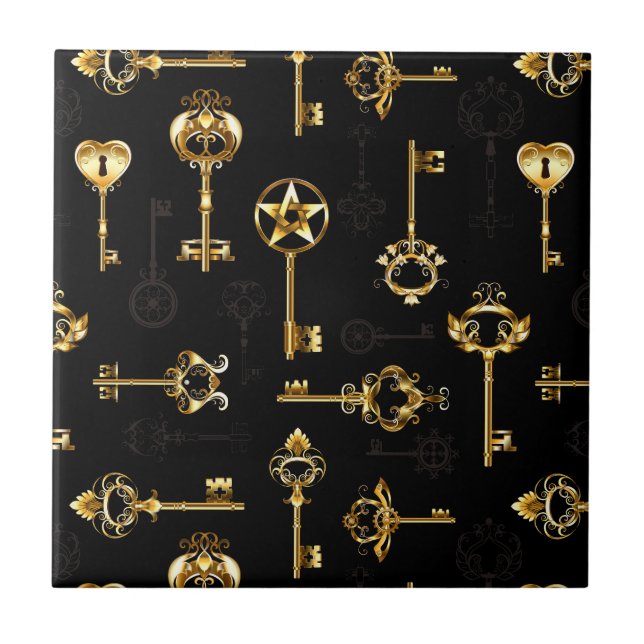 Seamless Pattern with Golden Keys Tile (Front)