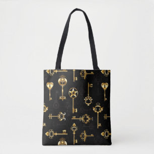 Seamless Pattern with Golden Keys Tote Bag