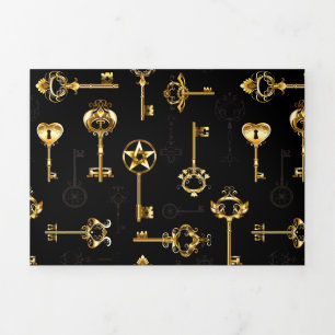 Seamless Pattern with Golden Keys Tri-Fold Announcement