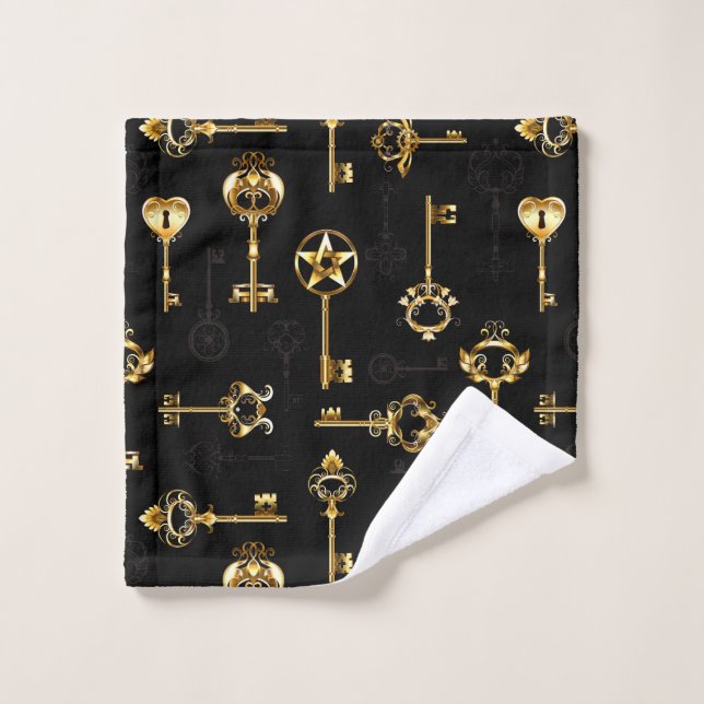 Seamless Pattern with Golden Keys Wash Cloth (Wash Cloth)