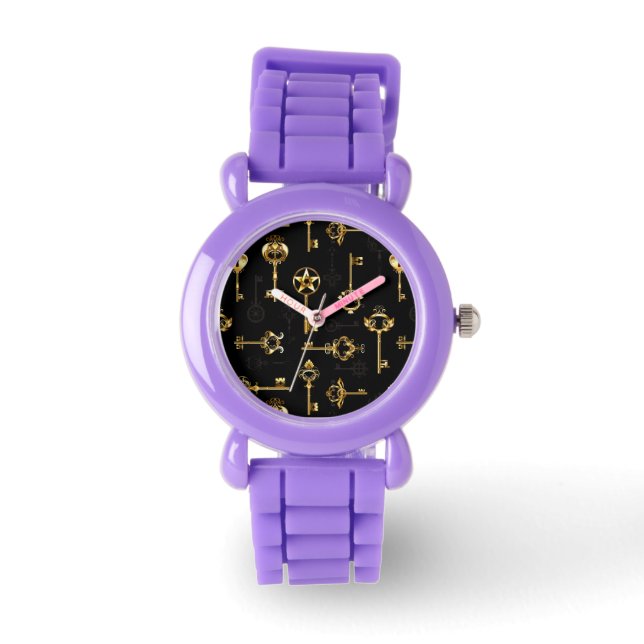 Seamless Pattern with Golden Keys Watch (Front)