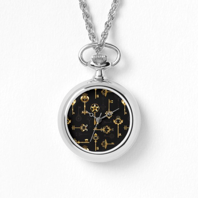 Seamless Pattern with Golden Keys Watch (Front)