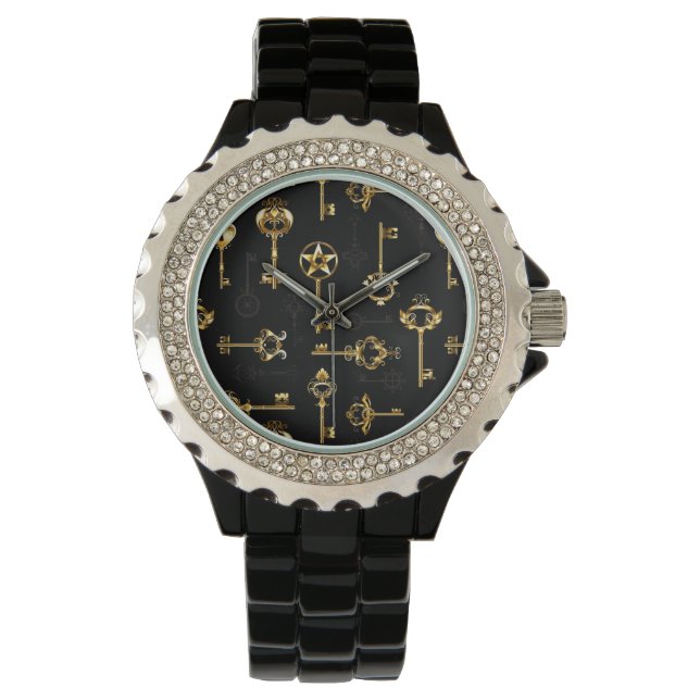Seamless Pattern with Golden Keys Watch (Front)