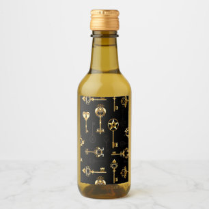 Seamless Pattern with Golden Keys Wine Label