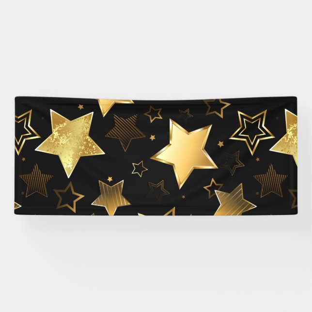 Seamless pattern with Golden Stars Banner (Horizontal)