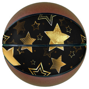Seamless pattern with Golden Stars Basketball