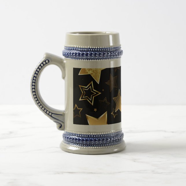Seamless pattern with Golden Stars Beer Stein (Left)
