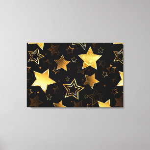 Seamless pattern with Golden Stars Canvas Print