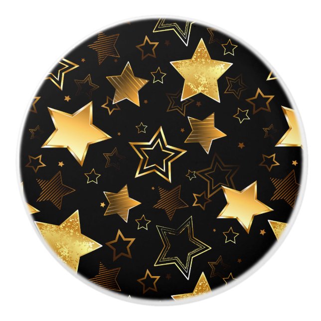 Seamless pattern with Golden Stars Ceramic Knob (Front)