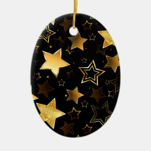 Seamless pattern with Golden Stars Ceramic Tree Decoration