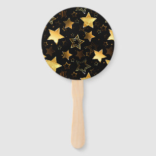 Seamless pattern with Golden Stars Hand Fan