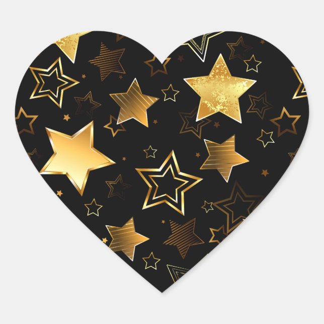 Seamless pattern with Golden Stars Heart Sticker (Front)