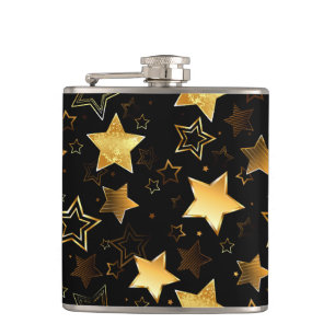 Seamless pattern with Golden Stars Hip Flask