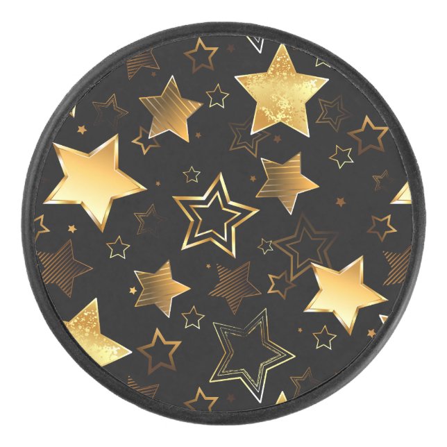 Seamless pattern with Golden Stars Hockey Puck (Front)