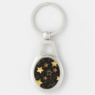 Seamless pattern with Golden Stars Key Ring