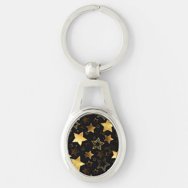 Seamless pattern with Golden Stars Key Ring (Front)