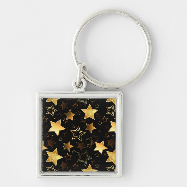 Seamless pattern with Golden Stars Key Ring (Front)