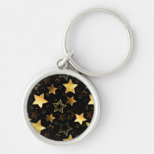 Seamless pattern with Golden Stars Key Ring