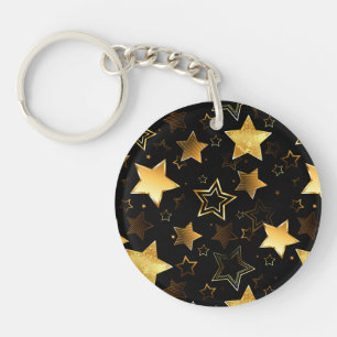 Seamless pattern with Golden Stars Key Ring