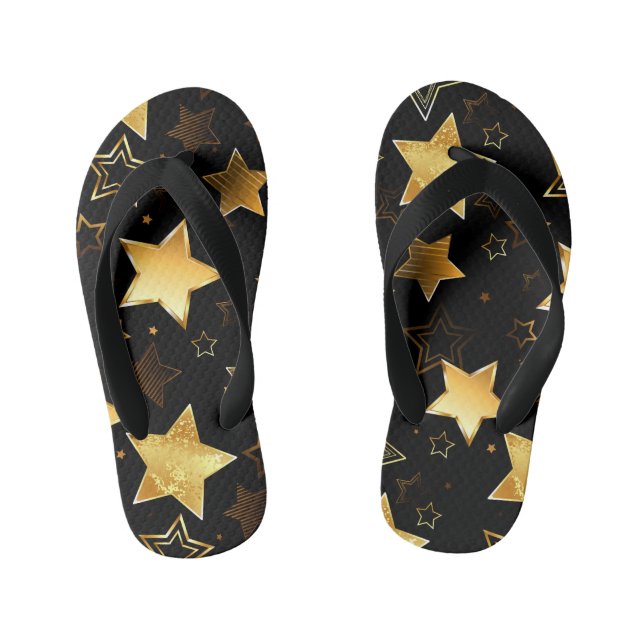 Seamless pattern with Golden Stars Kid's Jandals (Footbed)