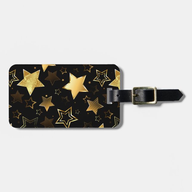 Seamless pattern with Golden Stars Luggage Tag (Front Horizontal)
