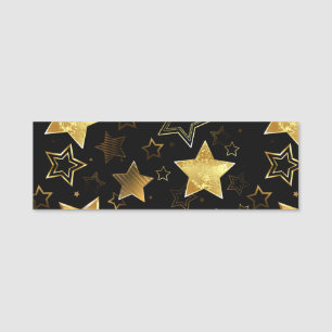 Seamless pattern with Golden Stars Name Tag