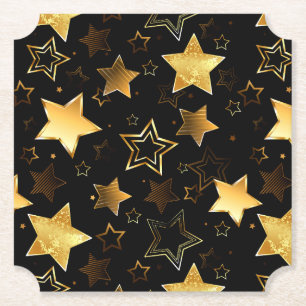 Seamless pattern with Golden Stars Paper Coaster