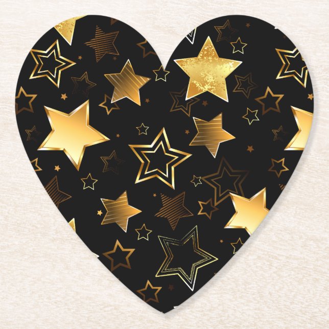 Seamless pattern with Golden Stars Paper Coaster (Front)