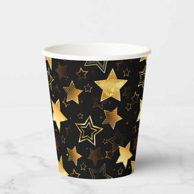 Seamless pattern with Golden Stars Paper Cups (Front)