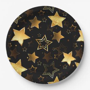 Seamless pattern with Golden Stars Paper Plate