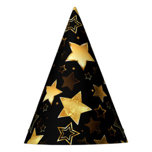Seamless pattern with Golden Stars Party Hat
