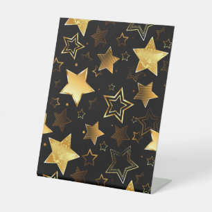 Seamless pattern with Golden Stars Pedestal Sign