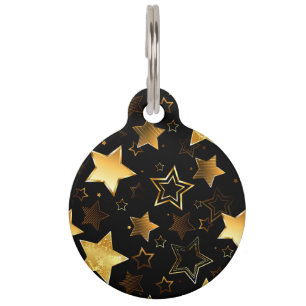 Seamless pattern with Golden Stars Pet Tag