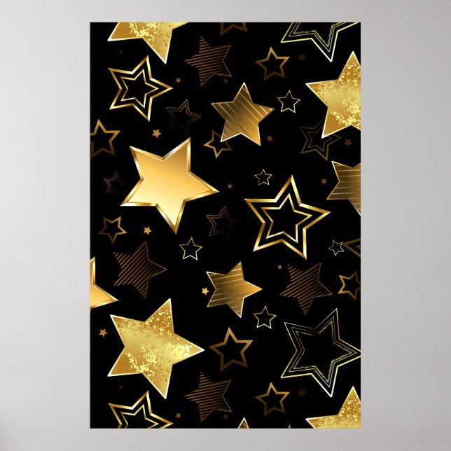 Seamless pattern with Golden Stars Poster (Front)