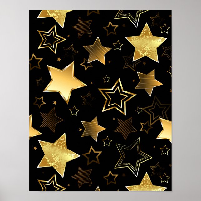Seamless pattern with Golden Stars Poster (Front)