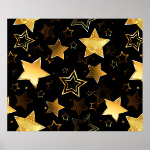 Seamless pattern with Golden Stars Poster