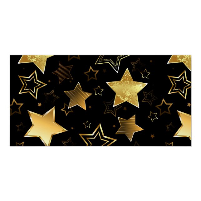 Seamless pattern with Golden Stars Poster (Front)