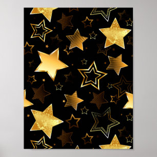 Seamless pattern with Golden Stars Poster
