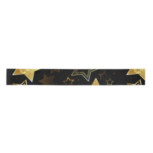 Seamless pattern with Golden Stars Satin Ribbon