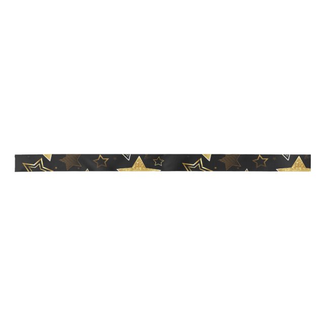 Seamless pattern with Golden Stars Satin Ribbon (Front)
