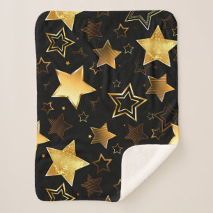 Seamless pattern with Golden Stars Sherpa Blanket