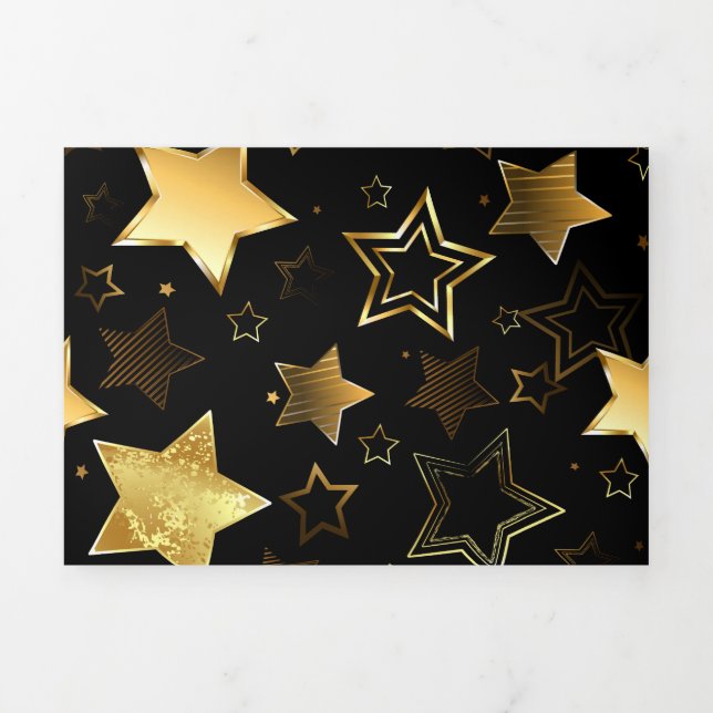 Seamless pattern with Golden Stars Tri-Fold Card (Cover)