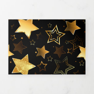 Seamless pattern with Golden Stars Tri-Fold Invitation