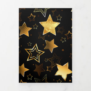 Seamless pattern with Golden Stars Tri-Fold Invitation